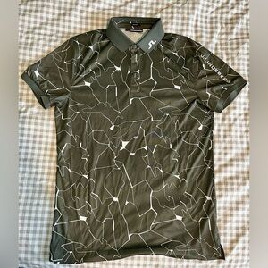 J.Lindeberg Men's Olive Patterned Polo